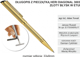 Długopis z pieczątką Heri Diagonal 3003 złoty