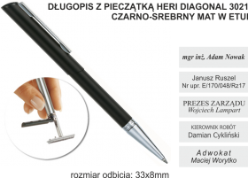 Długopis z pieczątką Heri Diagonal 3021 czarno-srebrny